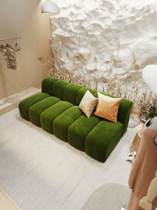 Luxurious Straight Row Sofa Rest Area Reception Womens Clothing Store Beauty Salon Office Hotel Lobby Business Club Fabric Couch