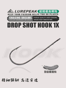 Lurepeak Long-Handled Straight-Shank Fishing Hooks Lead-Free Fine Spine Bass Perch Fish Soft Bait Hooks Sea Ocean Lake