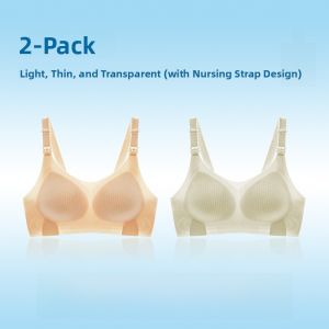MiiOW | Maternity Nursing Bra Womens Anti-Sagging Thin Cool Sensation Back Beauty Gathered U-Neckline Wireless Adjustable Strap Bra