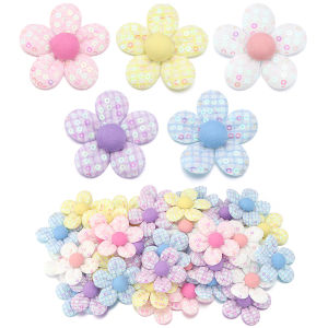 10pcs 4.7cm Flower Applique Colorful Sequin Five Petal Flower Patch For Garment Sewing DIY Handmade Hairclip Decor Accessories