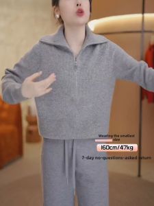 QINGNAER | Semi-zip Placket Loose Knit Sweater