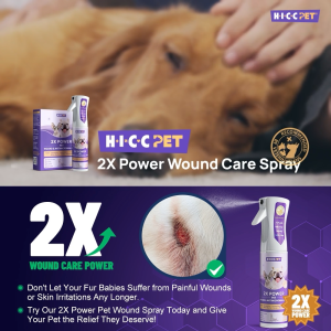 HICC PET Hot Spot Treatment Spray for Dogs & Cats 2X Strength for Dog Wound CareDogs & Cats Itch Relief Spray for Alleviate Dry Itchy Skin Allergies InflammationDogs & Cats Skin Irritation Treatment 290ML