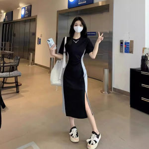 COD Large size womens dress womens 2025 new summer casual T-shirt skirt slightly fat mm belly covering and thin dressDSFGAG