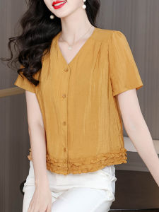 DAIXIANGFEIZI | Summer New Elegant V-Neck Flax-Cotton Shirt