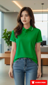Áo POLO Nữ Bee Sắc Xanh Lá Tươi Mới Phối 1 Sọc Trắng Năng Động Vải Cá Sấu Mè Cao Cấp Siêu Thoáng Khí Tôn Dáng Thanh Lịch