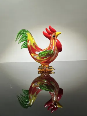 Zibo Handmade Glass Rooster Desktop Decorations Good Luck Simulated Chicken Office Desk Accessories Gift Ornamental Figurines