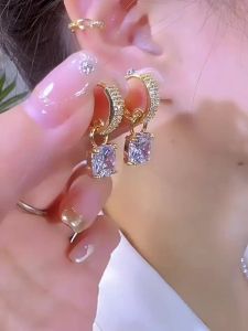 Elegant Fashionable Full Diamond Womens Earrings Premium Sensation Lightweight Dangle Studs Stylish Accessory