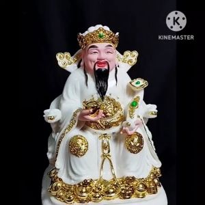 [ CAO 25 CM - Màu Kem ] TƯỢNG  - ÔNG THẦN TIỀN [ BỘT ĐÁ + COMPOSITE  ]
