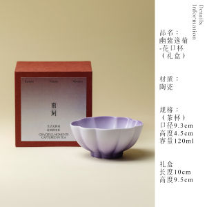 Hand-Painted Ceramic Tea Cup Gradient Purple Chinese Style Gongfu Tea Set Small  Popular Elements Hostess Cup Dehua Origin