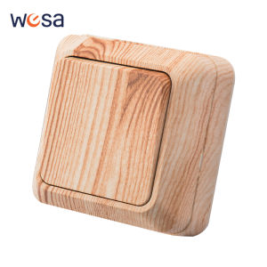 Wood EU Standard Button Light Switch Wall Mounted 1 Gang 1 Way Spray Plastic On/Off Flame Retardant Classic Surface Switch Way