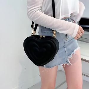 Fashion Love Heart Shape Shoulder Bag Small Handbags Designer Crossbody Bags For Women Solid Pu Leather Top Handle Bag