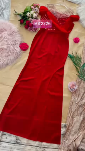 MyDu Shop | MS 2326 Đầm Dạ Hội Thun Umi – Xẻ Đùi Quyến Rũ Đính Hạt Sang Trọng