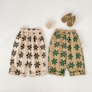 New autumn clothing for 2-4 year old babies fashionable and trendy flower printed casual pants