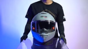 GILLE 883 FALCON PLAIN Helmet Full Face Dual Visor Plain Color Helmet Motorcycle For Men And Woman Couple Helmet ICC(BPS) Certified Comes With Extra Goggles Spoiler Keychain