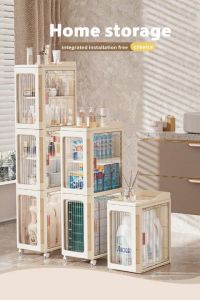 6 Tiers Gap storage cabinet Movable Narrow Floor Stand Storage Cabinet Transparent Plastic Drawer with wheels for Bathroom Bedroom Kitchen