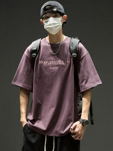 Áo Thun Cotton Nam Tay Ngắn Mùa Hè Phong Cách Mỹ Cổ Điển Thêu Chữ Dáng Rộng Thời Trang Thương Hiệu Áo Thun Cotton Nguyên Chất