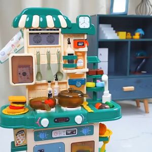Đồ chơi nấu ăn nhà bếp loại lớn 48 chi tiết chiều cao 75cm hiệu ứng hình ảnh âm thanh chân thực giúp bé có những phút giây thư giãn