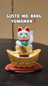 Japanese Maneki Neko Fortune Cat Money Bar Lucky Cat Solar Powered with Waving Arm small & medium