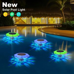 Creative LED Solar Floating Pool Light RGB Waterproof Outdoor Above Ground Pool Lamp For Swimming Pools Party Hot Tub Decor Accessory