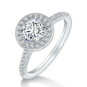 LinkerLove Half Eternity Moissanite Wedding Band 1ct Diamond Engagement Rings for Women 18K Gold Plated S925 Silver Fine Jewelry