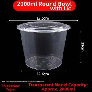 Disposable Thickened Round Plastic Covered Food Grade Meal Container 500ml