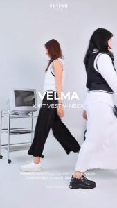 Cotton Inch - Velma Knit Vest V-Neck Knitwear Rompi Wanita
