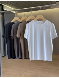 Outdoor High Density Ice Sensation Thin Elastic Skin-friendly Mens Fit round Neck Sport Short Sleeve T-shirt New 25 Youth Summer Breathable