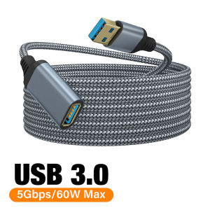 USB 3.0 Male To Female High Speed Transmission Data Cable Computer Camera Printer Extension TV Gaming Nylon Braided Cable 3M 5M