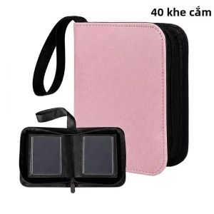 Sổ Đựng Thẻ Bằng Da PU Chống Nước Khóa Kéo Đựng Thẻ Bên Hông 40 Ngăn Dành Cho Thẻ Game & Thể Thao TCG 3x4 Túi Đựng Thẻ