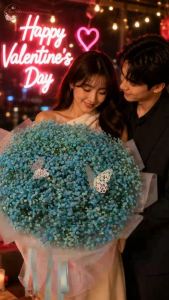 Bó Hoa Baby Xanh Premium – Blue Babys Breath Bouquet | Thanh Hà Flowers