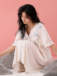 Summer Maternity Cotton Loose Open-style Nightdress