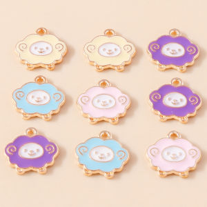 10 Chiếc 14*13mm Mạ Vàng Men Cừu Quyến Rũ Để Làm Đồ Trang Sức-Dễ Thương Bông Tai Vòng Tay Phụ Kiện Vòng Cổ Hợp Kim Kẽm
