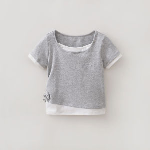 Marc&Janie | Stylish Casual Girls Two-piece Illusion Ruffled T-Shirt