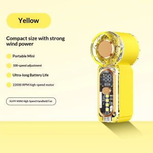 Handheld Fan USB Rechargeable Ultra-Quiet Digital Display Small Electric Mini Fan Powerful Wind Personal Cooling Fan Concert