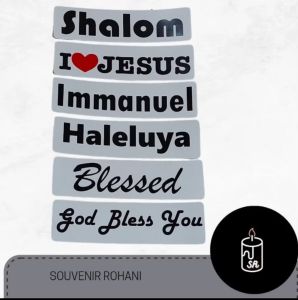 1SET ( ISI 6) STIKER ROHANI KRISTEN ANTI AIR TULISAN IMMANUEL / SHALOM / GOD BLESS YOU / HALELUYA / BLESSED / I LOVE JESUS  STIKER ROHANI KRISTEN WATERPROFF