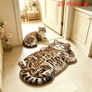 VIKAMA 3D Shaped Cat Rug Soft Non-Slip Bedroom Bedside Mat Walk-In Closet Living Room Floor Mat Home Decor