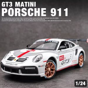 【WJ】1:24/1:32 PORSCHE GT3 911 MATINI track alloy car model sound and light pull back childrens toy car ornaments