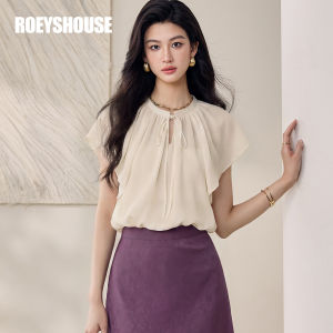 Roey s house | Áo Sơ Mi Dễ Thương Màu Đào Có Dây Kéo Và bèo Cúp Ngực Phong Cách Văn Phòng