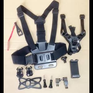 Adjustable Action Camera Mount Motorcycle Chest & Helmet Chin Strap for GoPro Hero 13 12 11 10 9 8 Insta360 SJCAM DJI Osmo Phone