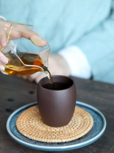 Handmade Yixing Purple Clay Olive Cup Original Mine Purple Clay Tea Drinking Cup Large Size Owner Cup Single Cup for Appreciating Tea