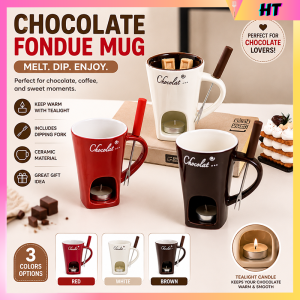 Enchanted Ceramic Melting Chocolate Mug - Versatile Dessert Warmer Cup with Built-In Stirrer