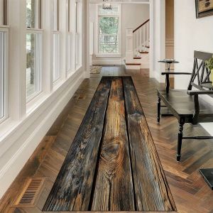 Thảm Trải Sàn Vân Gỗ Phong Cách Cổ Điển VIKAMA Chất Liệu Polyester 100% Chống Bám Bẩn Dễ Vệ Sinh Dùng Trong Nhà Thích Hợp Cho Phòng Khách Và Hành Lang.