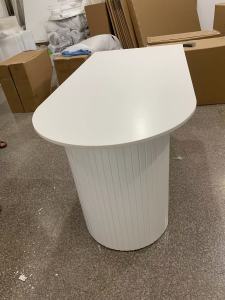 French Style Household Small Apartment Pure White Stone Plate Semicircle Dining Table Minimalist Designer Consultation Table Single Table Homestay Table