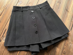 High Waist Corduroy A-Line Wide Leg Short Pants Womens Autumn Winter plus Size Vintage Anti-Aging Pleated Skirt Pants