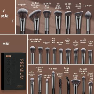 Bộ Cọ Trang Điểm Chuyên Nghiệp 25 Món MAANGE - Dụng Cụ Làm Đẹp Mặt & Mắt Để Che Khuyết Điểm Khuôn Mắt - Tay Cầm Bằng Gỗ Tổng Hợp