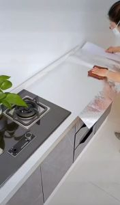 MINSTORE1234 - Cuộn Giấy Nhôm Bạc Họa Tiết - Dán Tường Nhà Bếp Cách Chịu Nhiệt Chống Thấm Chống Dầu Mỡ - Trang Trí Cỡ Dài Đến 3 Mét