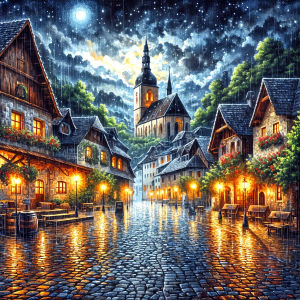 Huacan 5D DIY Diamond Painting Moon Street Building Diamond Mosaic Landscape New Collection Picture Of Rhinestones