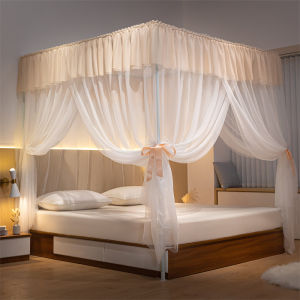Thickened Iron Art Epoxy Frame Square Top Royal Princess Style Floor Standing Mosquito Net