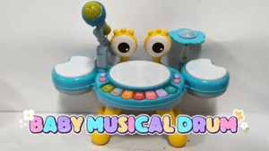 *Ready Stock* Baby Crab Jazz Drum Musical Toy Kids Electronic Drum Set Music Educational Toy with Microphone 18M+