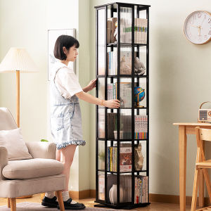 Rotatable and Space-Saving Bookshelf Living Room Use Easy Assemble Childrens Book Storage Luxury Bamboo